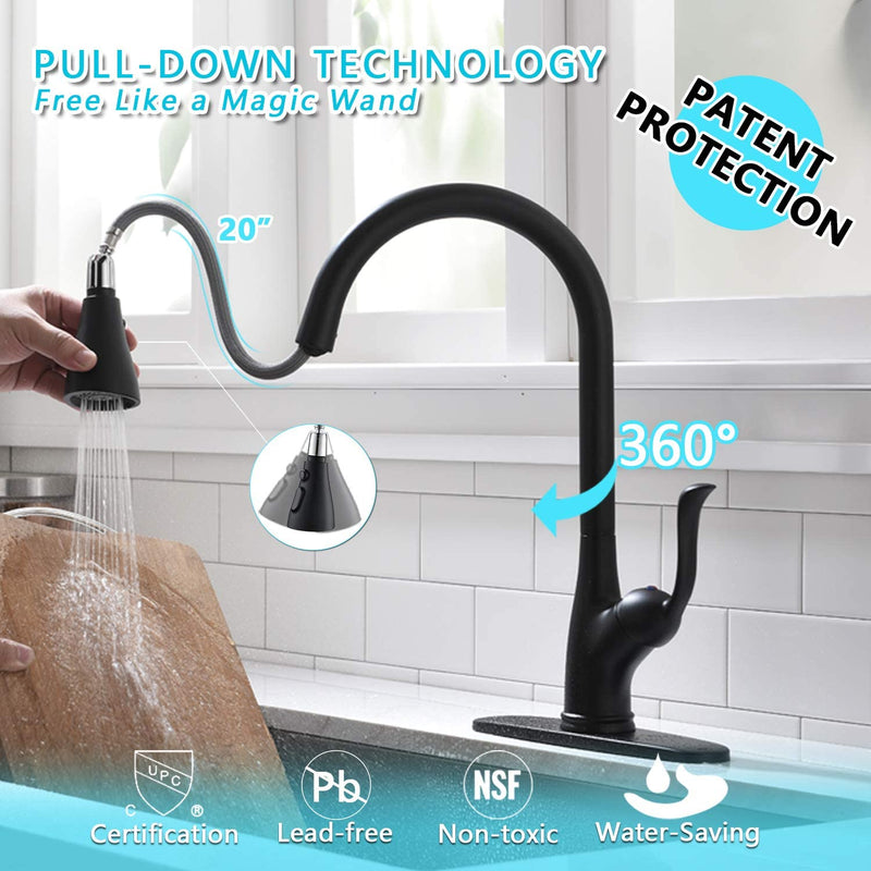 Robinet de cuisine Mitigeur avec douchette extractible flexible pivotant  360 °