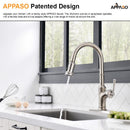 APPASO 192BN Kitchen Faucet Brushed Nickel with 3-Mode Magnetic Docking Sprayer and Brush