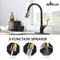 APPASO 225BBNG High Arc Kitchen Faucet Black & Gold Magnetic Docking Single Handle with Brush