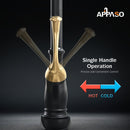 APPASO 225BBNG High Arc Kitchen Faucet Black & Gold Magnetic Docking Single Handle with Brush
