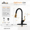 APPASO 225BBNG High Arc Kitchen Faucet Black & Gold Magnetic Docking Single Handle with Brush