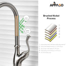 APPASO 225BN Single Handle Pull Down Kitchen Faucet Brushed Nickel Antique Magnetic Docking High Arc