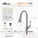 APPASO 225BN Single Handle Pull Down Kitchen Faucet Brushed Nickel Antique Magnetic Docking High Arc