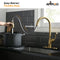 APPASO 225BTG Solid Brass Kitchen Faucet Gold High Arc with Magnetic Docking Sprayer and Brush