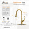 APPASO 225BTG Solid Brass Kitchen Faucet Gold High Arc with Magnetic Docking Sprayer and Brush