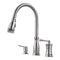 APPASO 228BN 3-Hole Kitchen Faucet Brushed Nickel 3 Pieces with Pull Down Magnetic Docking Sprayer