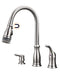 APPASO 229BN 3 Hole Pull Down Kitchen Faucet Brushed Nickel Magnetic Docking with Soap Dispenser