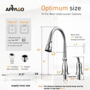 APPASO 229BN 3 Hole Pull Down Kitchen Faucet Brushed Nickel Magnetic Docking with Soap Dispenser