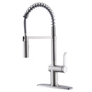 APPASO 238BN Modern Spring Kitchen Faucet Brushed Nickel Low Lead Solid Brass with Pull Down Sprayer