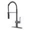 APPASO 238BS Commercial Spring Kitchen Faucet Gunmetal Black with Pull Down Sprayer and Deck Plate