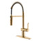 APPASO 238BTG Commercial Spring Kitchen Faucet Brushed Gold Solid Brass with Pull Down Sprayer