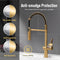 APPASO 238BTG Commercial Spring Kitchen Faucet Brushed Gold Solid Brass with Pull Down Sprayer