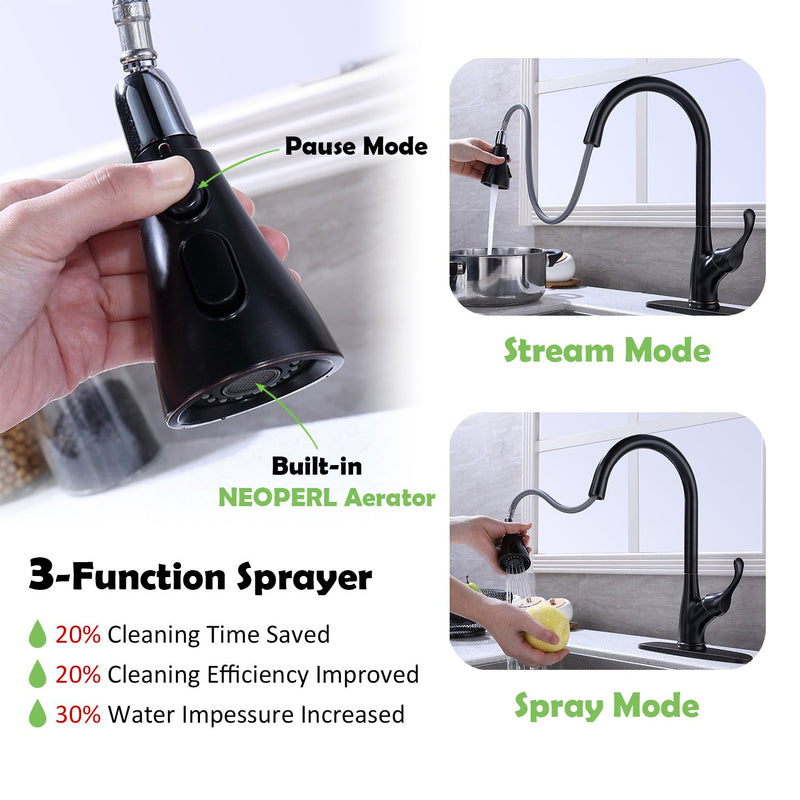 APPASO 123ORB Pull Down Kitchen Faucet Oil Rubbed Bronze Single Handle with Deck Plate