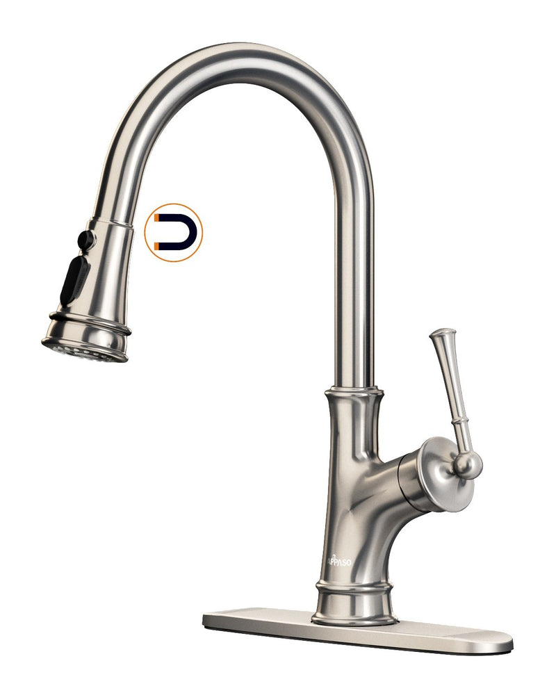 APPASO 133BN Pull Down Kitchen Faucet Brushed Nickel with Magnetic Docking Sprayer