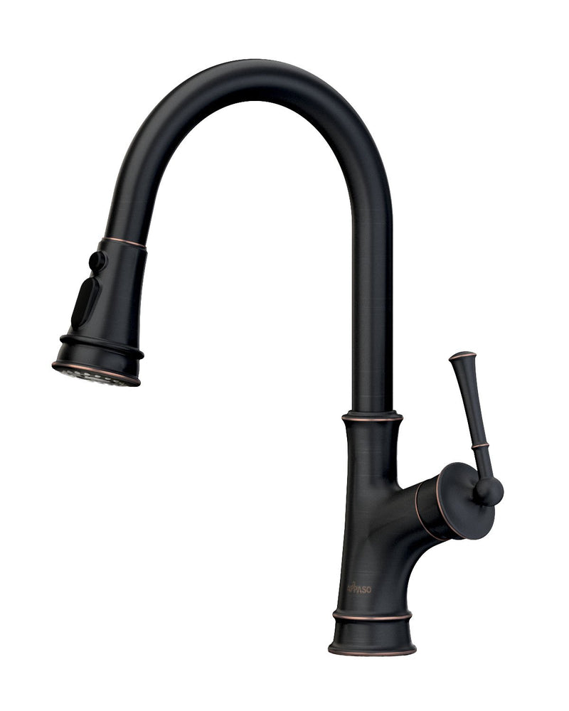 APPASO Robinet Cuisine Mitigeur Extractif Robinet Lavabo Bec Rotatif avec 3 Jets en Laiton Massif Bronze Huilé