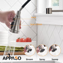 APPASO 138BN Commercial Spring Kitchen Faucet Stainless Steel Brushed Nickel with Pull Down Spray Head