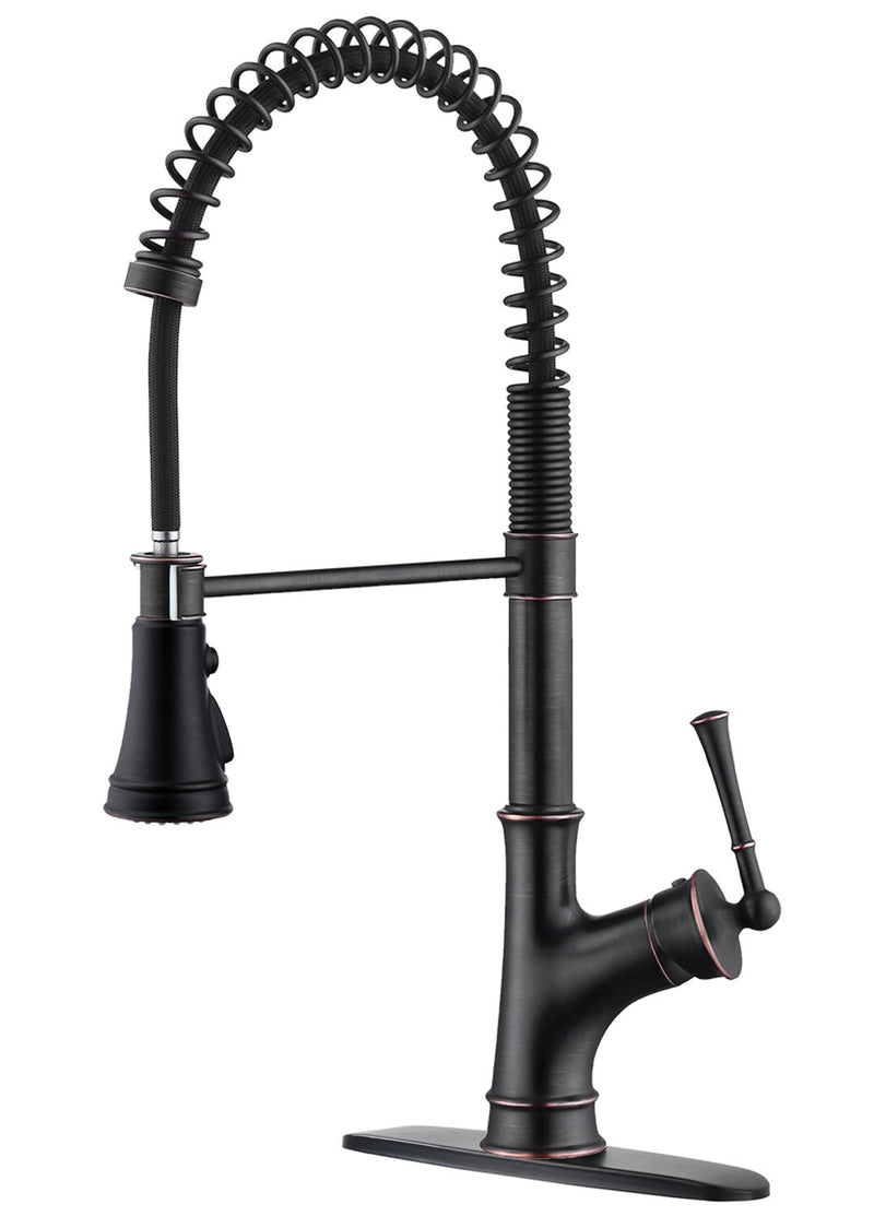 APPASO 138ORB Commercial Spring Kitchen Faucet Oil Rubbed Bronze with Pull Down Spray Head