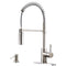 APPASO 163BN Modern Spring Commercial Pull Down Kitchen Faucet Brushed Nickel with Soap Dispenser