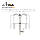 APPASO 163BN Modern Spring Commercial Pull Down Kitchen Faucet Brushed Nickel with Soap Dispenser