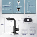 APPASO Black Bar Sink Faucet, Matte Black Kitchen Faucet with Pull-Out Sprayer, Modern Single Handle Bathroom Utility Faucet, Pull Down Spray Small Faucet for RV Camper Outdoor Restroom