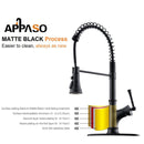 APPASO Robinet de cuisine commercial ressort Haute Arc pulvérisateur rétractable Noir mat 138MB