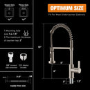 APPASO 105BN Modern Spring Kitchen Faucet Brushed Nickel High Arc Single Handle with Soap Dispenser