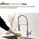 APPASO 105BN Modern Spring Kitchen Faucet Brushed Nickel High Arc Single Handle with Soap Dispenser