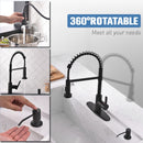 APPASO 105MB Modern Spring Kitchen Faucet Matte Black High Arc Single Handle with Soap Dispenser