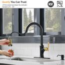 APPASO 135BBNG Pull Down Kitchen Faucet Black Gold with Magnetic Docking Sprayer and Soap Dispenser