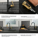 APPASO 135BBNG Pull Down Kitchen Faucet Black Gold with Magnetic Docking Sprayer and Soap Dispenser