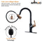 APPASO 135BRG Pull Down Kitchen Faucet Matte Black Rose Gold with Magnetic Docking Sprayer and Soap Dispenser