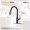 APPASO 135BRG Pull Down Kitchen Faucet Matte Black Rose Gold with Magnetic Docking Sprayer and Soap Dispenser