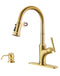 APPASO 135BTG Pull Down Kitchen Faucet Copper Gold with Magnetic Docking Sprayer and Soap Dispenser