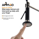APPASO 139BN Commercial Spring Kitchen Faucet Brushed Nickel Pot Filler with Soap Dispenser