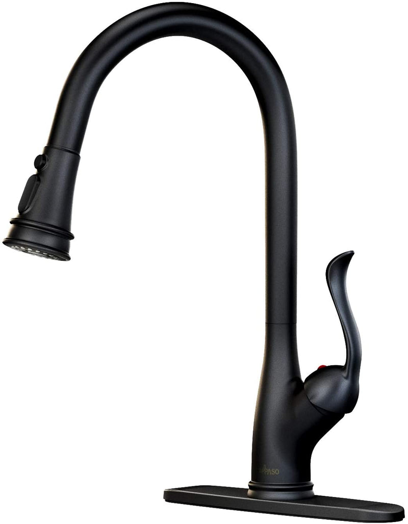 APPASO 148MB Single Handle Pull Down Kitchen Faucet Matte Black Single Hole