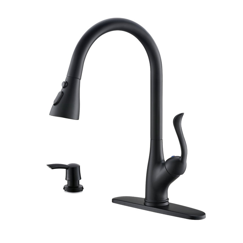 APPASO 149MB Pull Down Kitchen Faucet Matte Black with Soap Dispenser