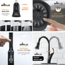 APPASO 150MB Kitchen Faucet Matte Black with Pull Down Magnetic Docking Sprayer and Soap Dispenser