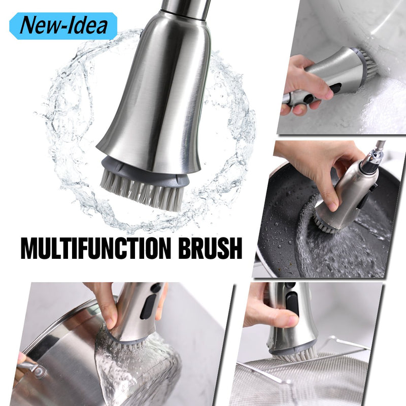 APPASO 150TL-BN Touchless Kitchen Faucet Brushed Nickel Motion Sensor Activated Hands-free with Brush