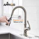 APPASO 159BN Brushed Nickel Kitchen Faucet with Pull Down Sprayer, Soap Dispenser and Brush