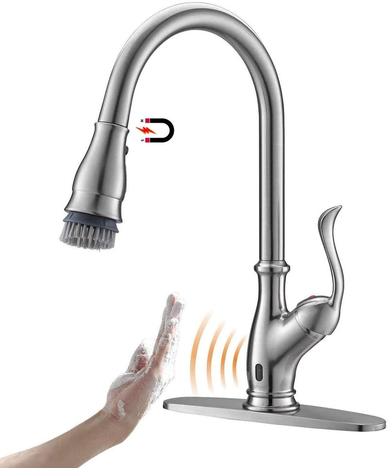 APPASO 170TL-BN Touchless Smart Kitchen Faucet Brushed Nickel Motion Sensing Activated Hands-Free