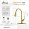 APPASO 175BTG Antique Pull Down Kitchen Faucet Gold High Arc Magnetic Docking with Deck Plate