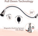 APPASO 211BN 3 Hole Kitchen Faucet Brushed Nickel with Pull Down Magnetic Docking Sprayer