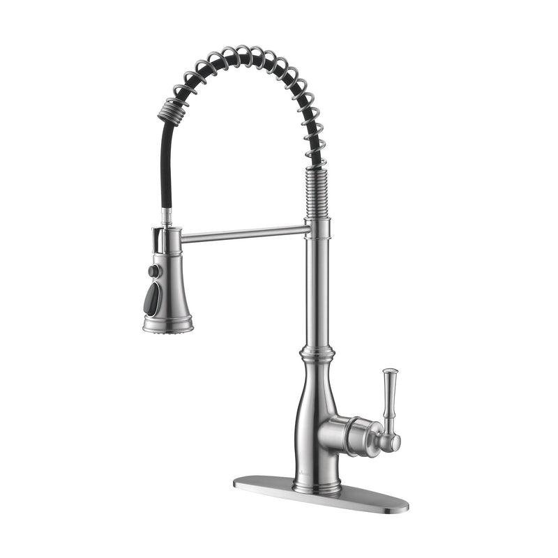 APPASO 227BN Spring High Arc Kitchen Faucet Brushed Nickel Commercial Modern Style