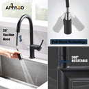 APPASO 232-MB Modern Swan-Neck Kitchen Faucet Matte Black with Magnetic Docking Multi-Flow Sprayer