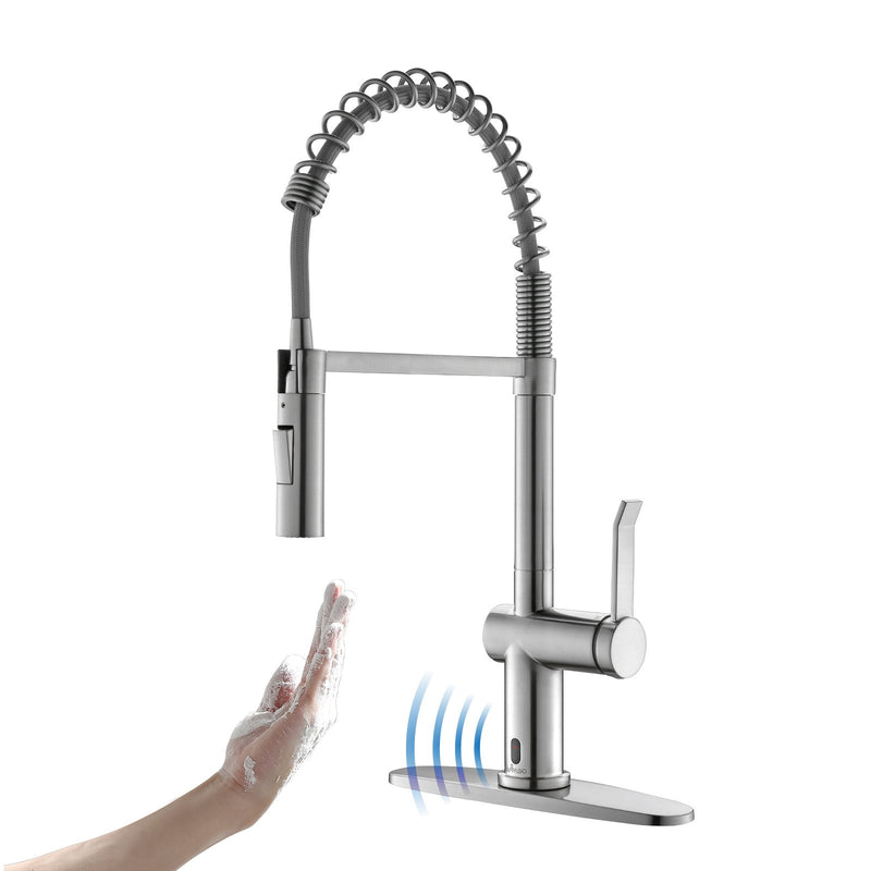 APPASO 238TL-BN Touchless Kitchen Faucet Modern Spring Brushed Nickel Smart Sensor Activated