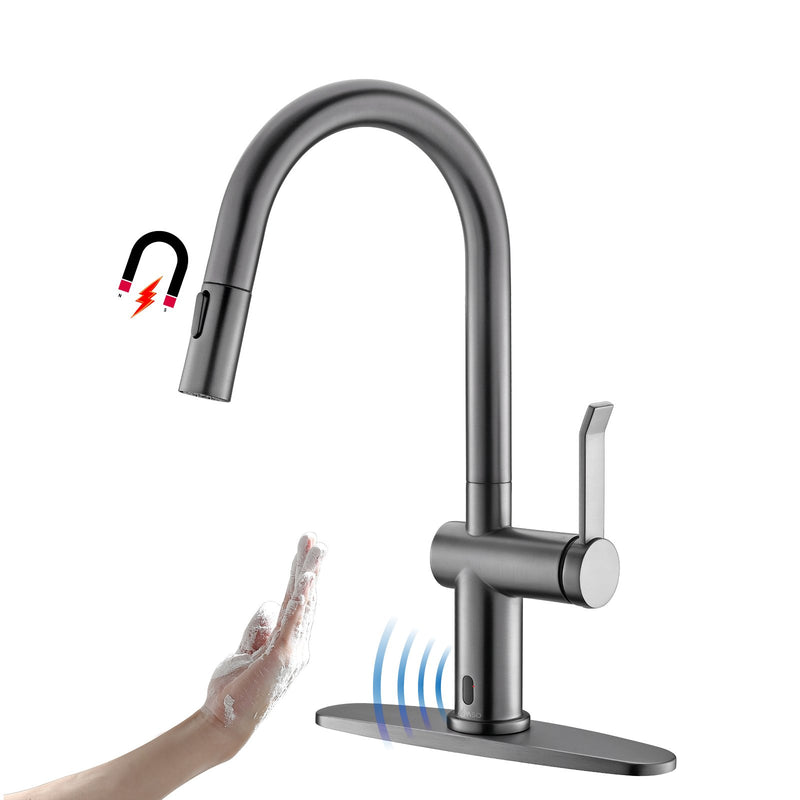 APPASO 239BS Touchless Pull Down Kitchen Faucet Gunmetal Black Motion Sensor Activated Hands-free