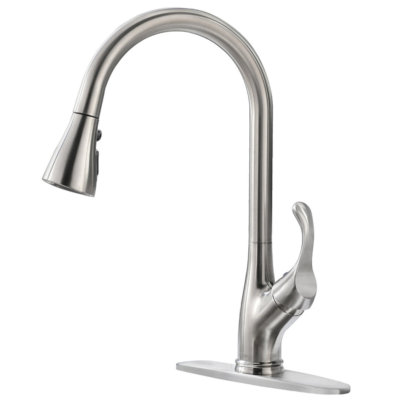 APPASO 123BN Kitchen Faucet Brushed Nickel Single Handle with Pull Down Spray Head