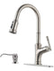 APPASO 135BN Pull Down Kitchen Faucet Brushed Nickel with Magnetic Docking Sprayer and Soap Dispenser