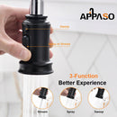 APPASO 135MB Pull Down Kitchen Faucet Matte Black with Magnetic Docking Sprayer and Soap Dispenser