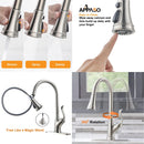 APPASO 148BN Single Handle Single Hole Kitchen Faucet Brushed Nickel with Pull Down Sprayer